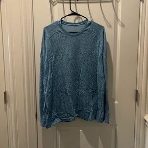 Lululemon blue and white “Metal Vent Tech” long-sleeved t-shirt, Medium